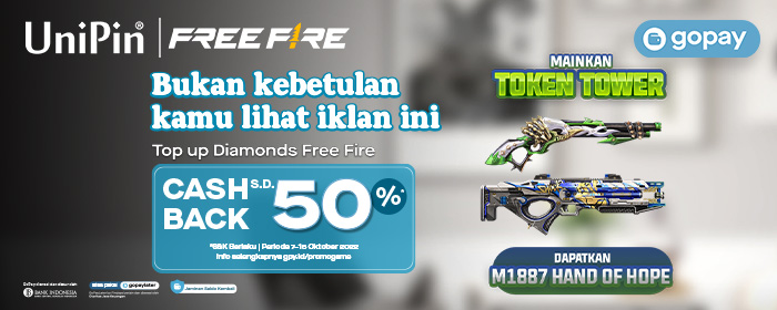 OKTOBER – Top Up Diamonds Free Fire Dapatkan Cashback Hingga 50% Pakai GoPay!